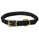 Ace Super Soft Rolled Italian Leather Dog Collar : Black (brass buckle) 